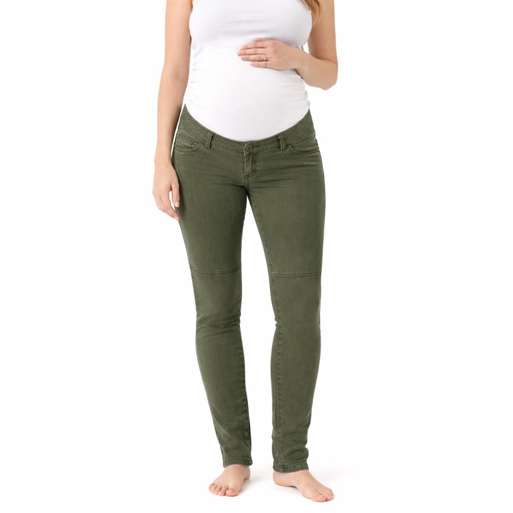 Jessica Simpson Maternity Skinny Jeans Olive Green Under Belly Low Rise Size L